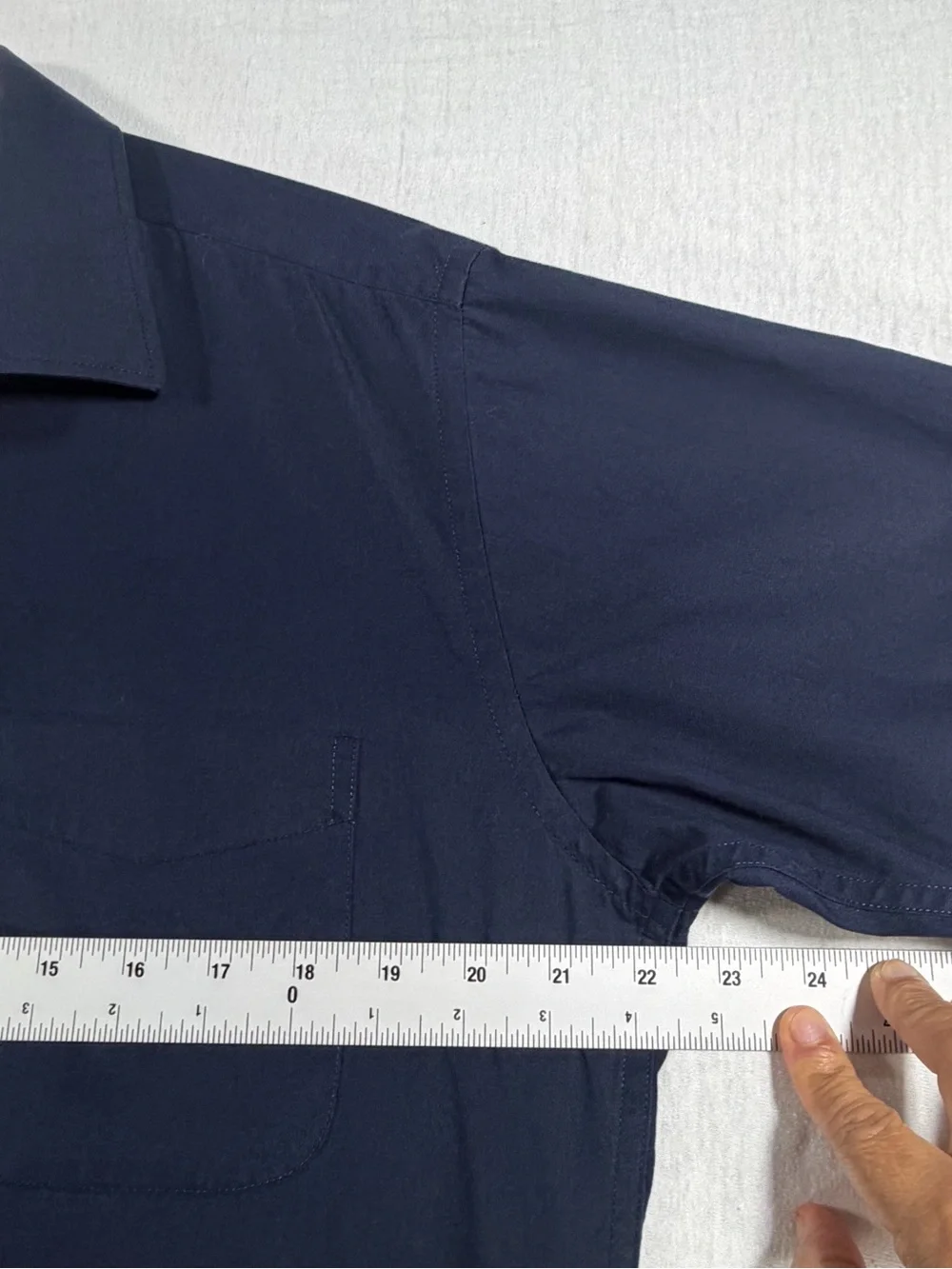 Men's Short-Sleeve Navy Button-Down Shirt